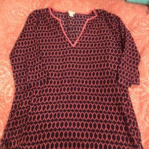 J. CREW M PETITE BLUE PINK V SHIRT LONG